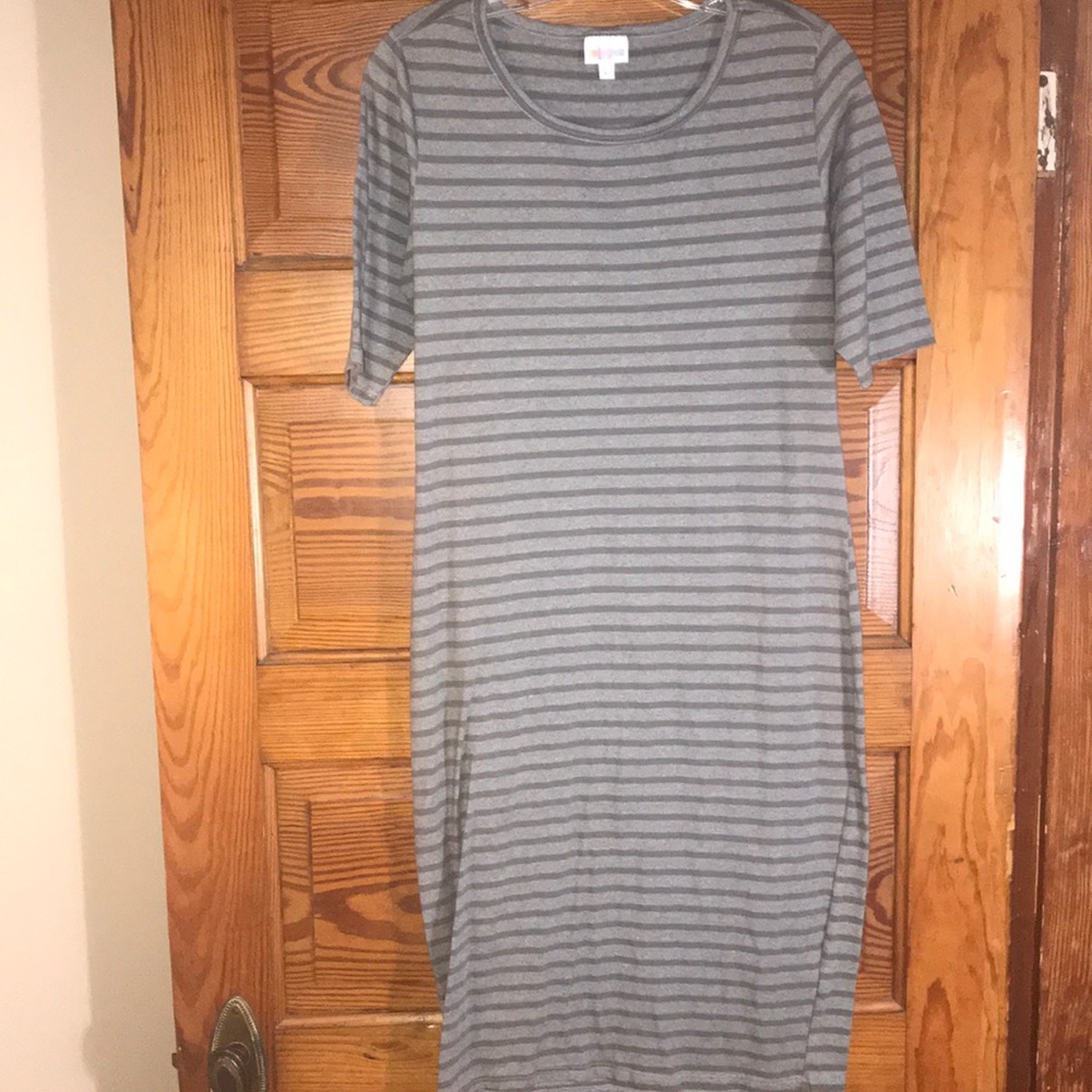 LuLaRoe Gray Striped Dress